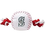 MLB SEATTLE MARINERS Baseball Rope Toy for DOGS & CATS. Tough nylon, Sporty Baseball Design, Heavy-duty ropes with Inner SQUEAKER