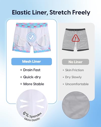 Image of maamgic Mens Swim Trunks 5 Inch with Mesh Lining, Quick Dry Mens Bathing Suit, Swim Shorts for Swimming and Beach