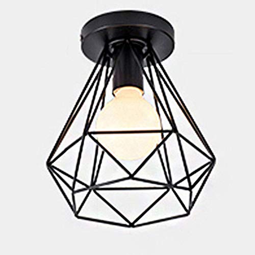Mengjay Trade pendelleuchte Retro Hängelampe Drahtleuchte,1 flammige deckenlampe e27 im Retro Look,E27 Fassung max.60 Watt,deckenleuchte vintage,Stahl,Schwarz,200mm*230mm Cover