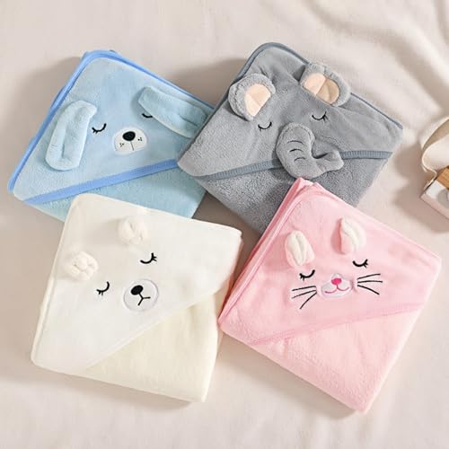 Image of Baby Hooded Towels,31 x 31 in Baby Washcloths, Infant Super Soft Baby Bath Towels with Hood for Toddlers1-3,Highly Absorbent Viscose Hooded Towel for Boys, Girls, Newborn Essentials