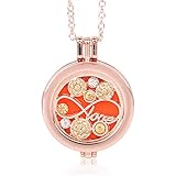 Adecco LLC Crystal Infinity Love Aromatherapy Essential Oil Diffuser Necklace Rose Gold Hollow Locket Pendant Jewelry for Bride,3 Felt Pads
