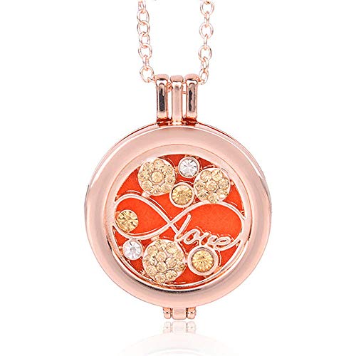 Adecco LLC Aromatherapy Essential Oil Diffuser Necklace, Fragrance Locket Pendant, Rose Gold 24
