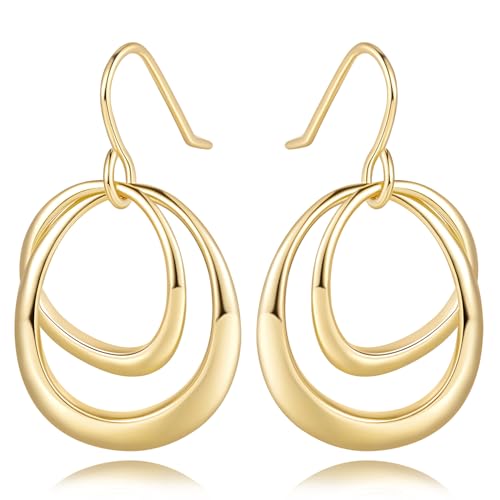 Gold Earrings for Women 14K Gold Hoop Earrings for Women Hoop Dangle Earring for Womens Hoops Radiant and Enchanting Double Hoops Drop Dangle Earring for Womens