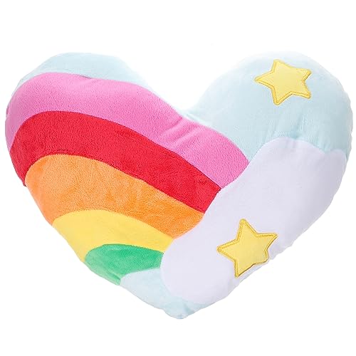 JEWEDECO Heart Shape Throw Pillow Boho Rainbow Pillow Soft Pp Cotton Cozy Home Decor for Birthday Christmas