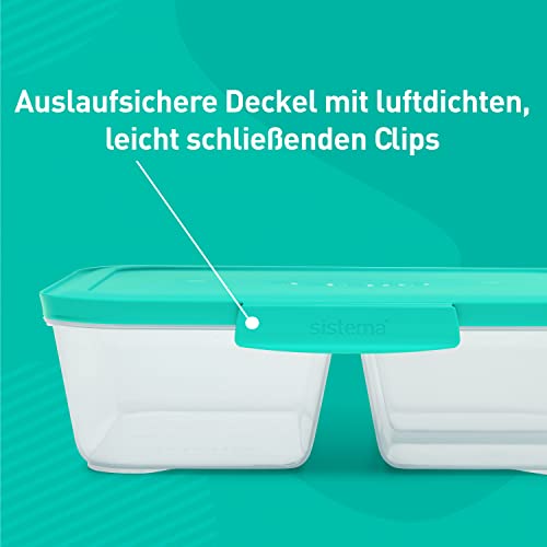 Foto von Sistema Nest IT Frischhaltedosen Meal Prep Boxen | 1,9 l luftdichte Vorratsdosen mit DREI Fächern und Deckeln | Grün | 5 Stück