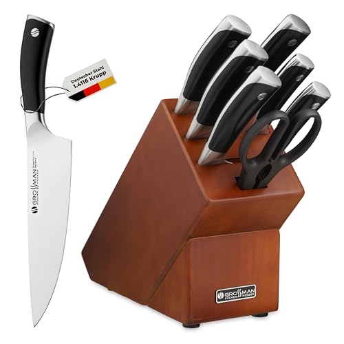 GROSSMAN® Ensemble de couteaux avec bloc | Lames en acier inoxyda...