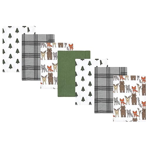 Image of Hudson Baby Unisex Baby Cotton Poly Flannel Burp Cloths, Wild Forest 7-Pack, One Size