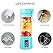 Portable Personal Blender, Household Juicer Fruit Shake Mixer -Six Blades, 380ml Baby Cooking Machine with USB Charger Cable (Cyan)