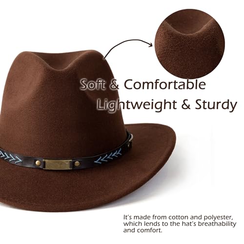Image of Men Women Western Cowboy Hat Classic Roll Up Cowgirl Hats with Buckle Belt