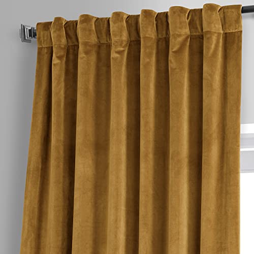 Image of HPD Half Price Drapes Blackout Solid Thermal Insulated Window Curtain 50 X 96 Signature Plush Velvet Curtains for Bedroom & Living Room (1 Panel), VPYC-SBO190159-96, Apple Cider Gold