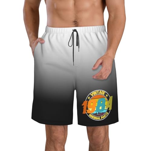 Vintage 1984 40th Birthday Gifts for 40 Years Old Men's Casual Board Shorts Swim Trunks Bathing Suits