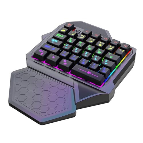 AOOOWER Single Handed Professional Gaming Keyboard LED 35 Keys Small Cord Mechanical for PC Gamer Ergonomic Wrist Rest Ergonomic Gaming with Wrist Rest – Image 4