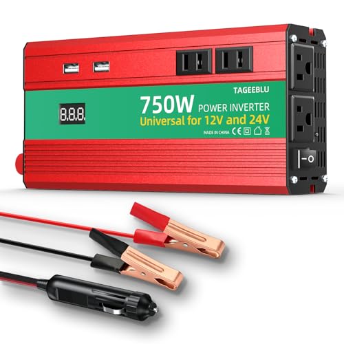 Image of TAGEEBLU 750W Power Inverter, DC 12V/24V to 110V AC Car Inverter for Truck, Home, Vehicles, Laptop, Trip