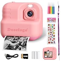 Macchina Fotografica Bambini Istantanea,1440P HD 2.4 Pollici Fotocamera Bambini Selfie con 32GB TF e Carta da Stampa, Giocattolo Regalo di Natale Compleanno Bambino e Bambina 3-12 Anni (Rosa)