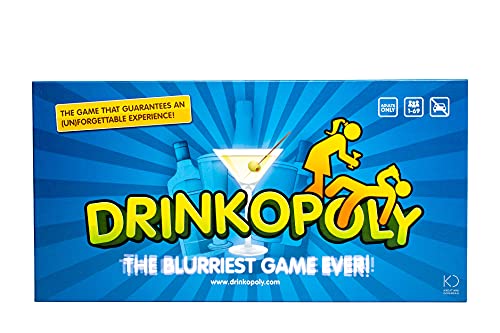 Drinkopoly – The King of Drinking Games – Combined Board/Table Party Games for Adults and Students with 50 Expansion Cards with Tasks, A Drinking Game Gift Set, English Manuals