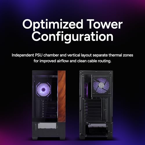 Image of Cooler Master Elite 690 Wood ATX Mid-Tower PC Case - 3 x 120mm ARGB PWM Fans, 425mm GPU, 360mm Radiator Support, Panoramic Tempered Glass, USB Type-C 3.2, High-Airflow Gaming Chassis