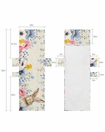 Rustic Easter Beach Lounge Chair Towel Cover, Soft Chaise Lounge Towel with Side Pockets Patio Pool Chairs Cover for Beach/Pool Sunbathing 29x85 Spring Floral Botanical Bunny Farmhouse