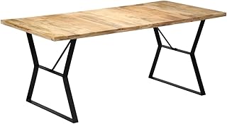 vidaXL Legno Massello di Mango Tavolo da Pranzo Stile Industriale Robusto Resistente Lavorazione Artigianale Stabile Tavola Mensa Cucina 180x90x76 cm