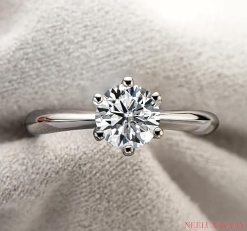 1ct Moissanite Classy Ring, 925 Sterling Silver, 18K Gold Plated, Round Cut, VVS1 Clarity, LED Ring Gift Box Included3