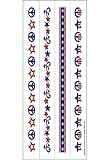 Red White and Blue Fourth of July Party Patriotic Tattoo Bracelet Favour, plastic, Pack of 8