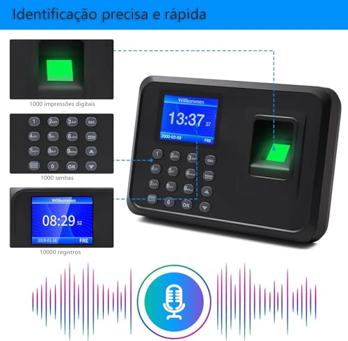 Relogio de Ponto, Relógio de Ponto Biométrico Digital, Impressão Digital Biométrica Relógio de Ponto