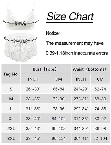 FEOYA Männer Sissy Dessous Sexy BH und Slips Und Strümpfe Set Durchsichtige Dessous Anzug Sexy Pyjamas Spitze Männer Unterwäsche 3tlg Reizwäsche Erotik Negligee Weiß XL