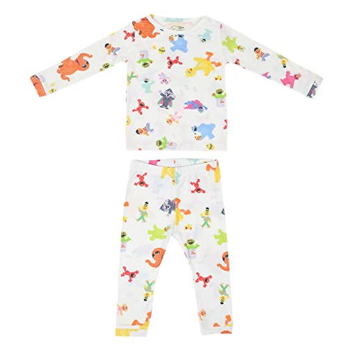 Copper Pearl Two Piece Long Sleeve Toddler Pajamas PJ Sets for Boys and Girls - Adorable Pattern Pajamas, Breathable Fabric to Keep Cool While Sleeping, Sizes 12 Months to 5T - Sesame Friends