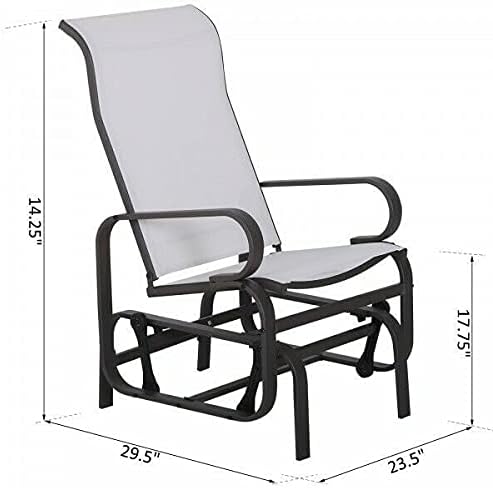 Patio Glider Armchair Metal Rocking Arm Chair Swing Garden Porch Rocker Seat