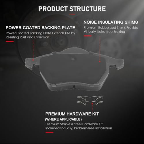 Image of cciyu D840 4pcs Front Ceramic Brake Pads Kits 1999-2008 For Audi A4,1999-2006 For Audi A4 Quattro,1998-2004 For Audi A6,1998-2004 For Audi A6 Quattro,1999-2005 For Passat