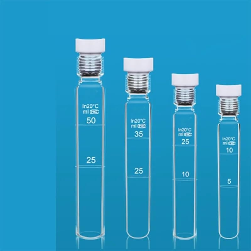 Tubo de hidrólisis de Vidrio Resistente a la presión, Tubo colorimétrico con tapón de Rosca, Tubo de ensayo de reacción de PTFE, 5/10/25/50/100 ml(100ml Round Bottom)