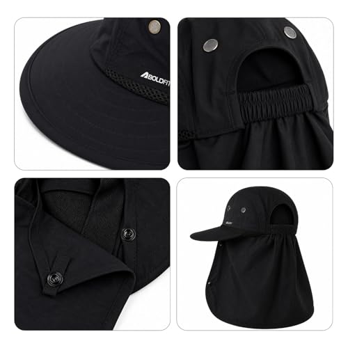 Image of Boldfit Sun Guard Cap for Men & Women UPF Sun Protection Outdoor Hat with Detachable Face & Neck Cover Adjustable & Breathable Cap for Hiking, Trekking, Fishing, Beach & Travel - Grey