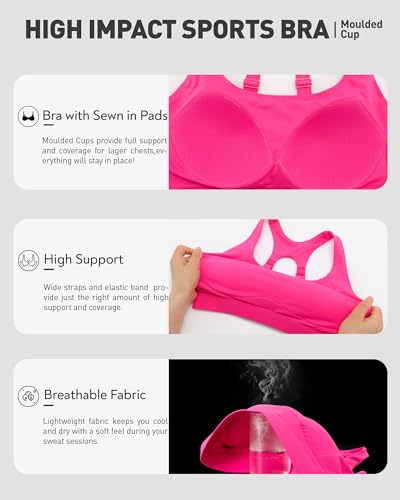 Image of RUNNING GIRL Sports Bras for Women High Support, Adjustable Straps High Impact Racerback Bra with Hook Closure Molded Cup