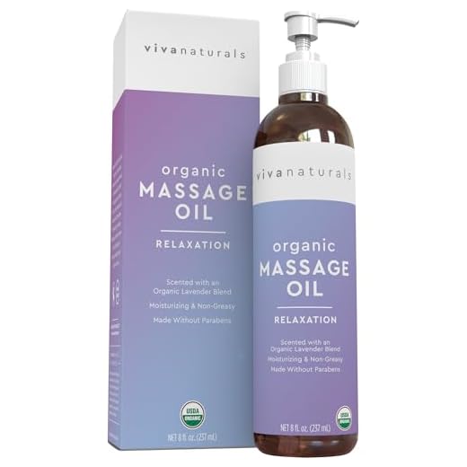 Organic Massage Oil with Lavender Scent (8 fl. oz.) - Non-Greasy Lavender Body Oil for Couples, Perfect for Relaxation, USDA Organic Massage Oil for Massage Therapy