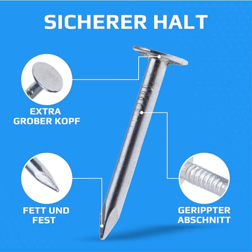 Dachpappennägel 20mm Extragroßem Kopf (Packung mit 100 Stück) Clout Nails Dachpappnägel Verzinkte Lange Nägel für Heimwerker und Handwerker, Heimdekoration, Holzarbeiten, Möbel und Bauwesen Größe