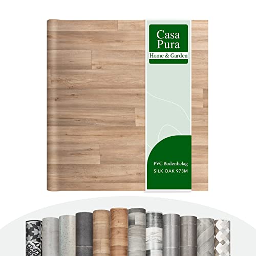 Vinyl Flooring Rolls by The Metre | Wood Effect, Tile Effect, Stone Effect PVC Flooring, Cushion Lino Floor Covering for Kitchen, Bathroom, Living Room (Silk Oak 973M, 100 x 200 cm)