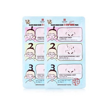 LEADERS MEDIU Black Head Clear 3-Step Nose Pack (10 pcs) - Korea Imported
