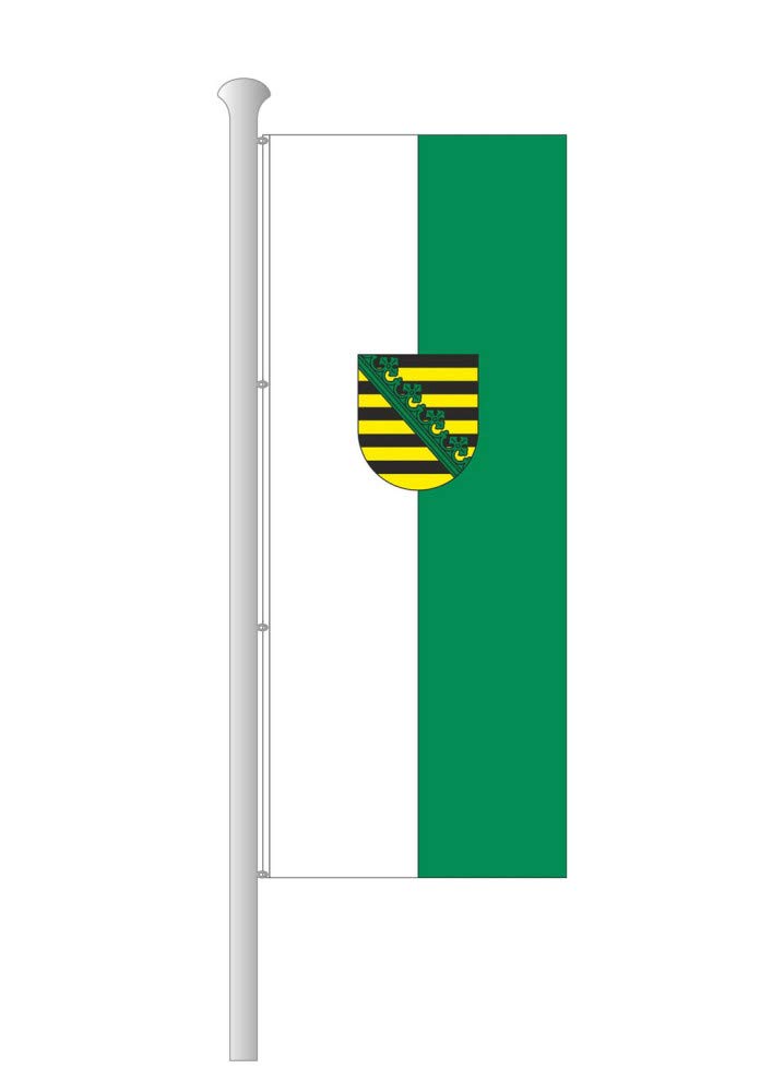 Deitert Bundesland-Flagge Sachsen – 120x300 cm Sachsen Fahne mit Wappen im Hochformat, Hissfahne aus reißfestem Polyester