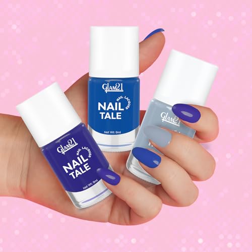 Image of Glam21 Nail Tale- Nail Lacquer|Set of 3|Multicolor|Quick Drying Nail Polish| Glossy Gel Finish Nail Kit | Highly Pigmented & Long Lasting | Chip Resistance|9ml Each|Shade-08