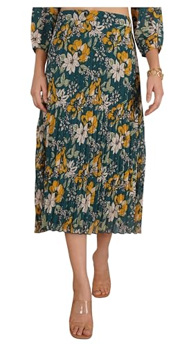 Image of NUEVOSDAMAS Floral Printed Pleated Navy /Multi Skirt