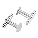 Monrocco 20Pcs Brass Cufflinks Cuff Button Cabochons Tray Bezel Cufflink Blanks Setting -10mm Glue Pads,Silver