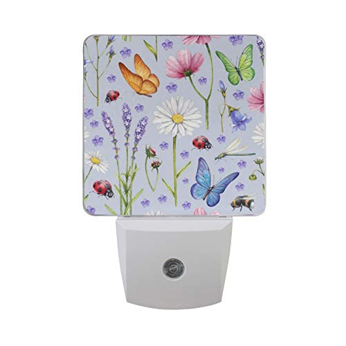 Jstel Spring Night Light Plug Into Wall,2 Pack Night Light Butterfly Flower Nightlights With Dusk To Dawn Sensor White Light Perfect For Bathroom Kitchen And Hallway #TOP23