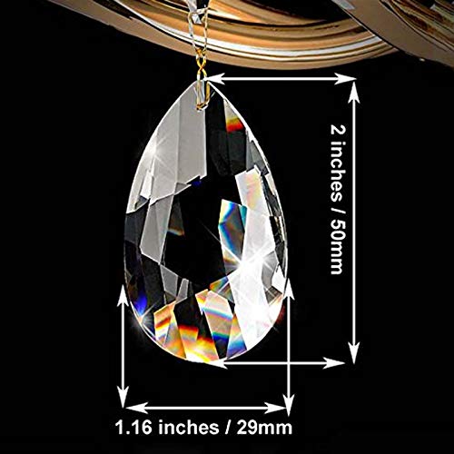 Beby 20 Piezas de Cristal Transparente de Gota Colgante Para Lámpara de Araña (50 mm, Transparente)