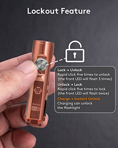 Rovyvon Aurora A9 Pro G4 Copper Keychain Flashlights, Max 650 High Lumens Super Bright With Edc Pocket-Sized,Usb C Rechargeable, Momentary On, Lock Mode, Gift For Outdoor #TOP3