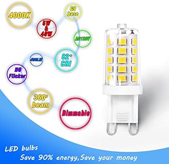 Heifymi G9 LED Bulb Dimmable 5W 4000K Natural White, Replace G9 40W Halogen Equivalent, AC120V G9 Bipin Base LED Bulbs for Chandelier Pendant Light, 0-100% Dimmable, No Flicker, 400LM(6pack)