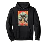 Vintage Funny Cat Ramen Anime Cat Japanese Graphic Pullover Hoodie