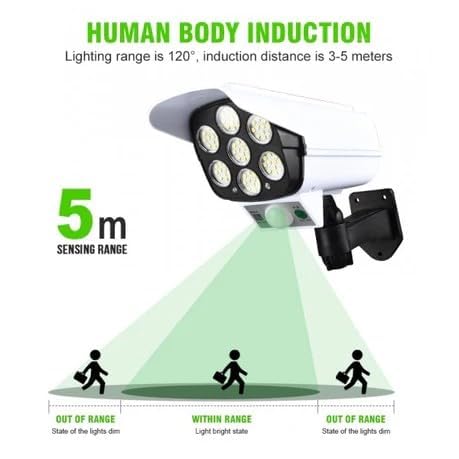 Image of AIMIKE Solar Dummy Security Camera Light with Motion Sensor | Waterproof Outdoor LED Wall Lamp | 3 Lighting Modes for Home, Garage, Gate, Balcony and Garden Safety Illumination