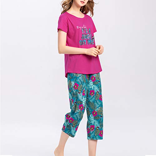 Enjoynight Women’s Sleepwear Tops With Capri Pants Pajama Sets (Small,Feather) #TOP2