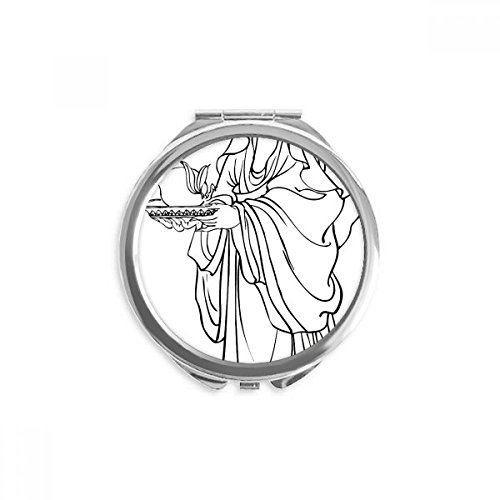 Miroir rond maquillage bouddhisme chinois, format portable à main ultra plat