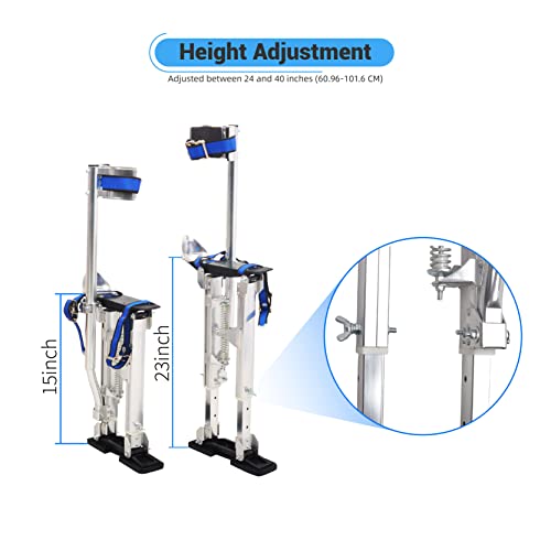 GESEXI Drywall Stilts 15”-23” Adjustable Lightweight Aluminum Tool Stilt with Knee Pads Protection for Painting Painter Taping,Silver - Thumbnail 3