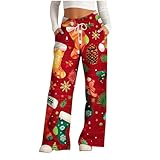 Clearance of Sales Damenhose, lässig, modisch, bedruckt, lockerer Kordelzug, weites Bein, 2 Weihnachts-Deals, Black of Friday-Angebote, Cyber of Deals 2024, Flash of Deals, Deals of The Day, Rot#1, S